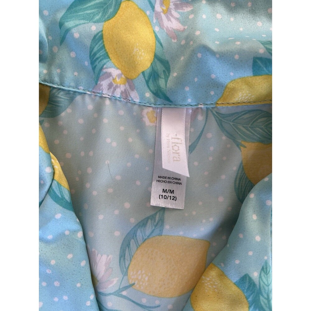 Flora Nikrooz Satin Pajama Set - Lemon & Daisy Print 2pc Shorts Set - Size M - Picture 4 of 8